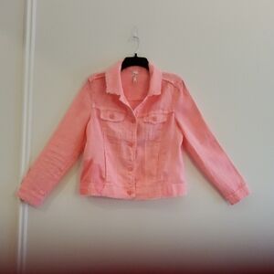 Lulu-B Coral/Orange Lightweight Linen Jacket